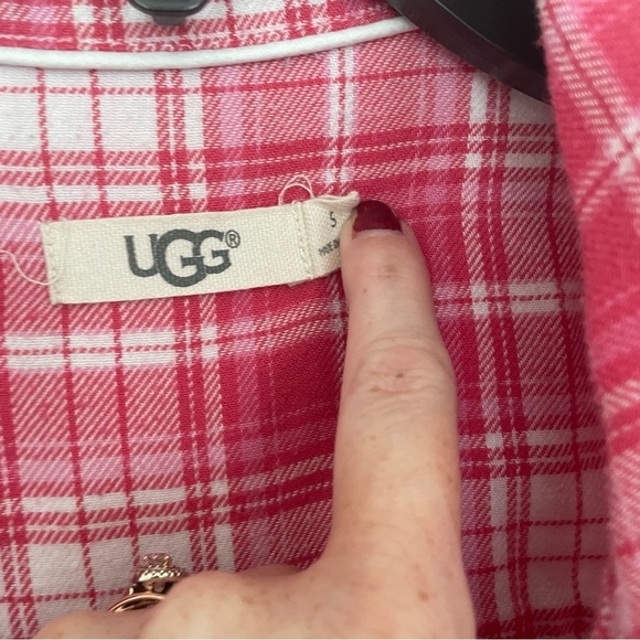 Ugg Button Down Pajama Top Pink Plaid Size S - Picture 8 of 11